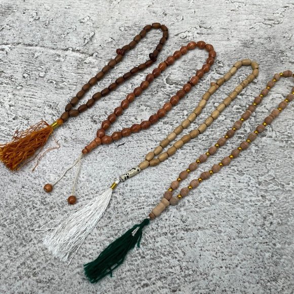 Tasbeeh Lot of 4 Prayer Beads Brown Tan Real Wood Beads Handmade Tasbeh Set of 4 - Picture 8 of 10